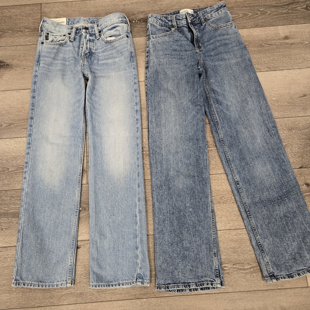 Two pairs Abercrombie and Fitch girls jeans